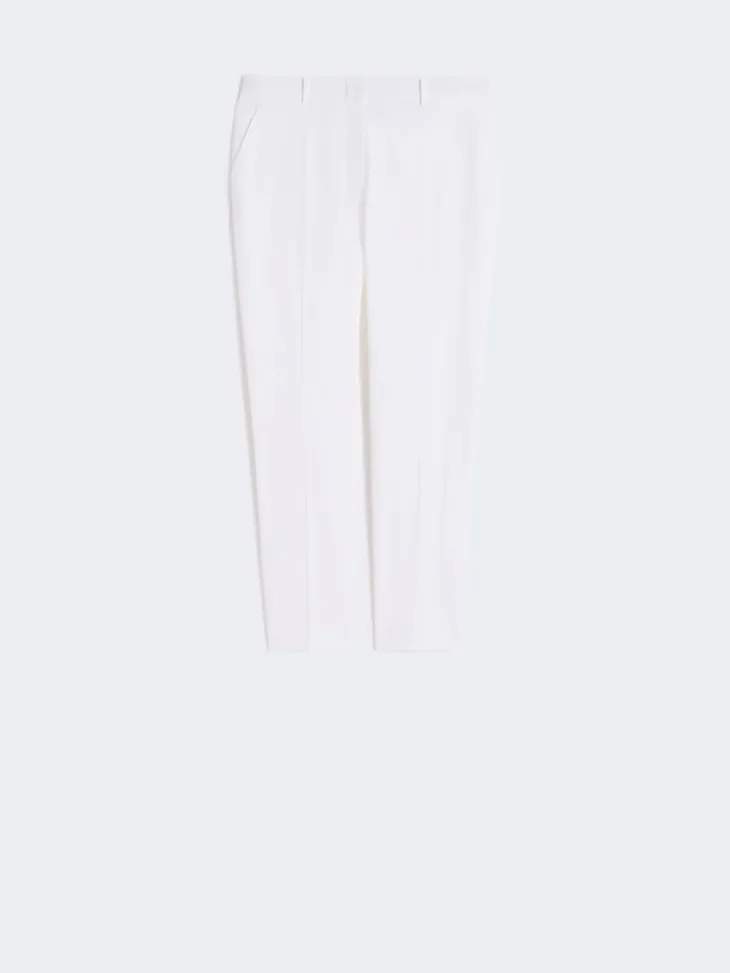 Stretch cotton cigarette trousers - WHITE