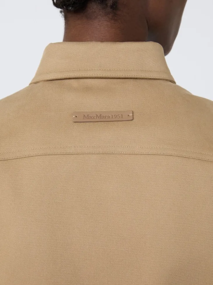 Stretch cotton cropped jacket - SAND