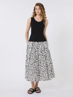 Stretch cotton top - BLACK