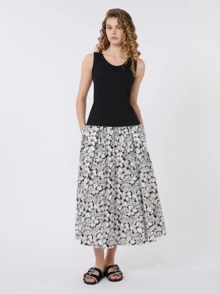 Stretch cotton top - BLACK