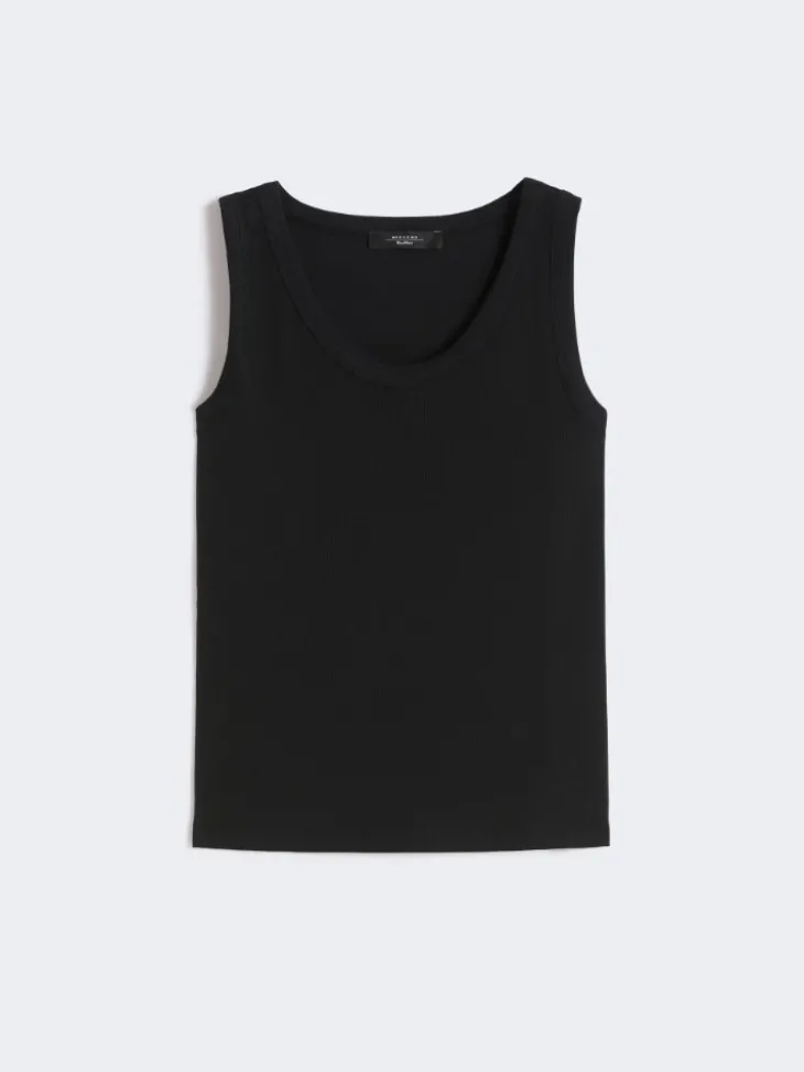 Stretch cotton top - BLACK