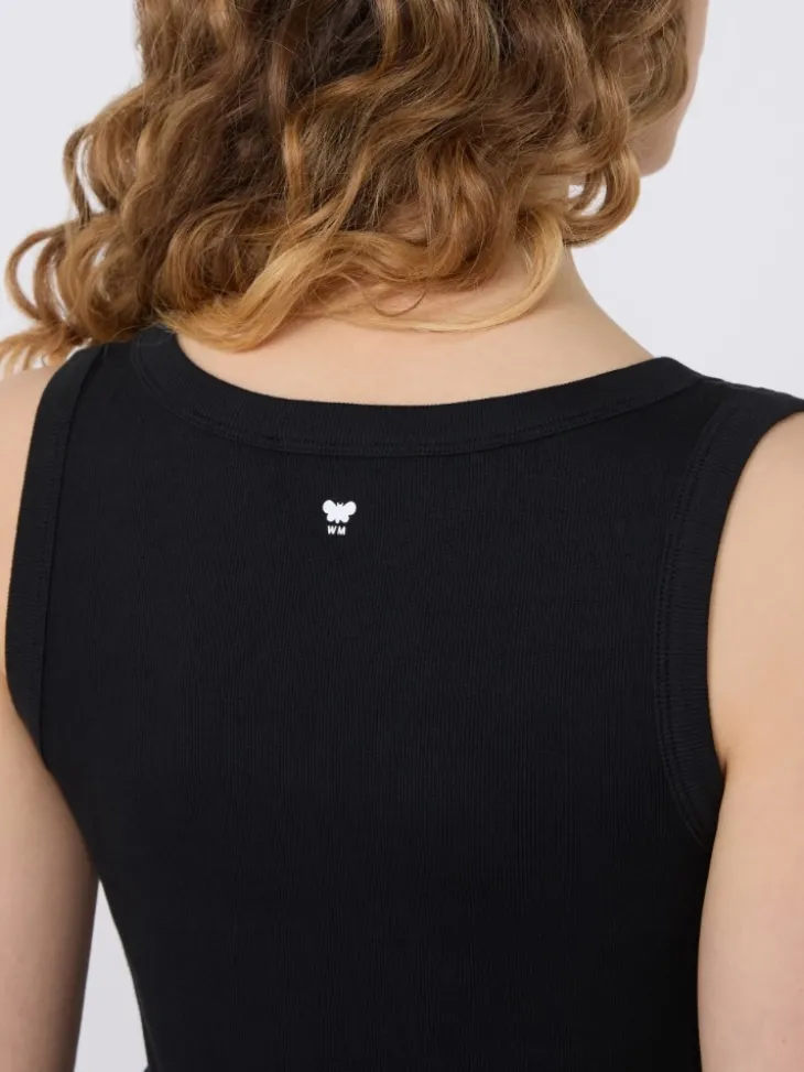 Stretch cotton top - BLACK