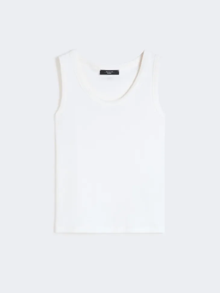 Stretch cotton top - WHITE