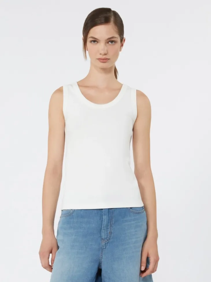 Stretch cotton top - WHITE
