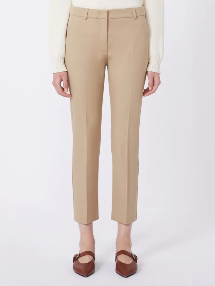 Stretch cotton trousers - CAMEL