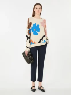 Stretch cotton trousers - NAVY