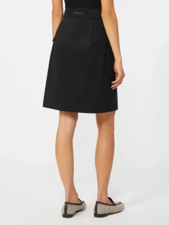 Stretch cotton wrap skirt - BLACK