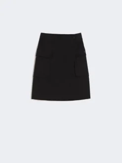 Stretch cotton wrap skirt - BLACK