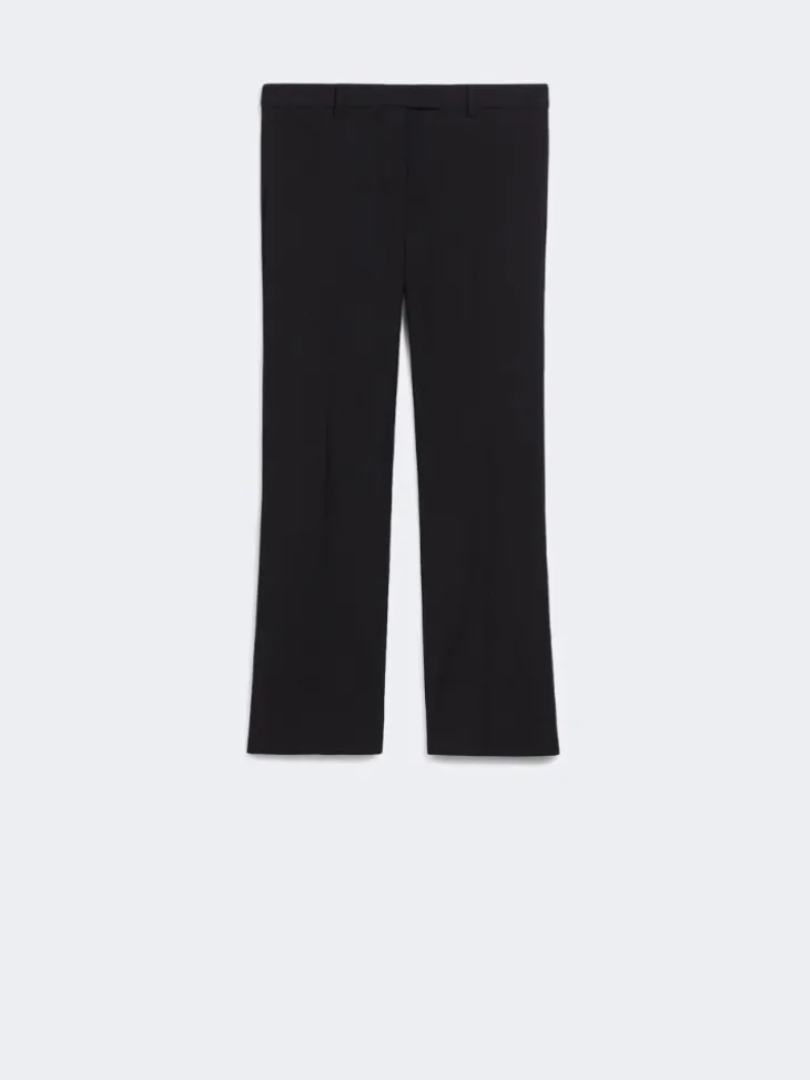 Stretch cotton-blend trousers - BLACK
