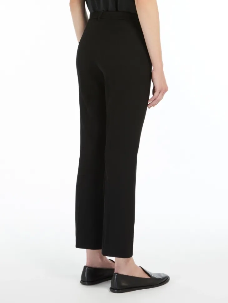 Stretch cotton-blend trousers - BLACK