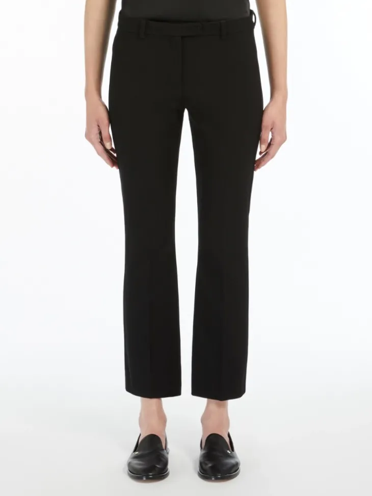Stretch cotton-blend trousers - BLACK