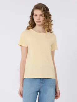 Stretch jersey basic T-shirt - LIGHT YELLOW