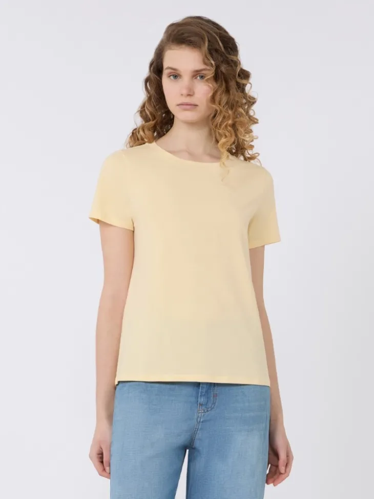 Stretch jersey basic T-shirt - LIGHT YELLOW
