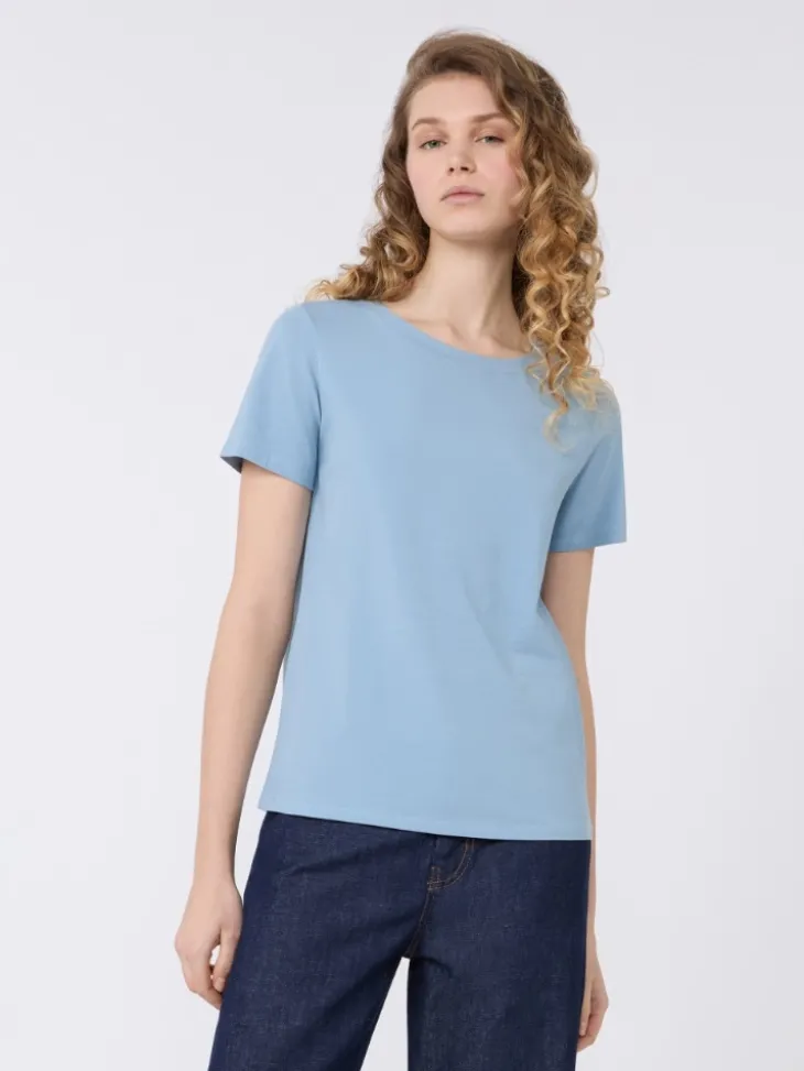 Stretch jersey basic T-shirt - LIGHT BLUE