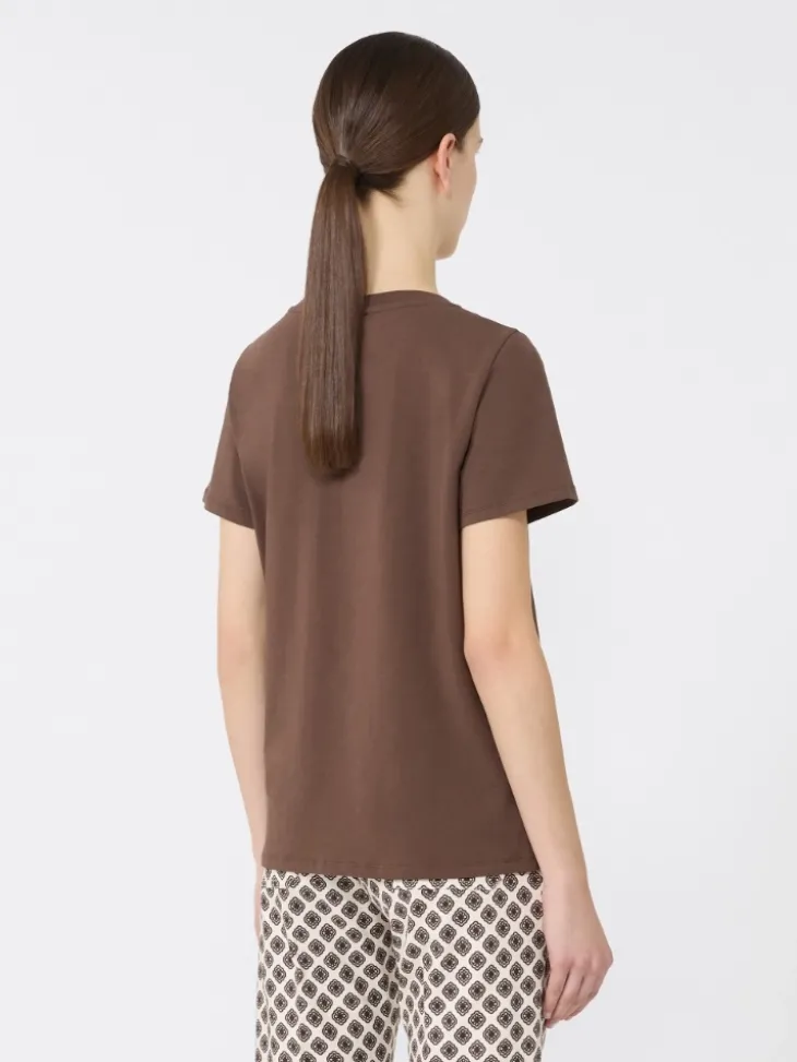 Stretch jersey basic T-shirt - CHOCOLATE