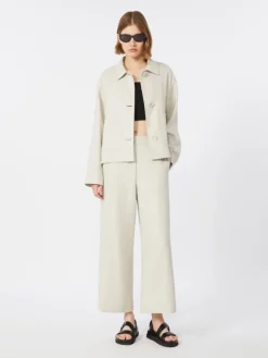 Stretch linen and cotton jacket - IVORY
