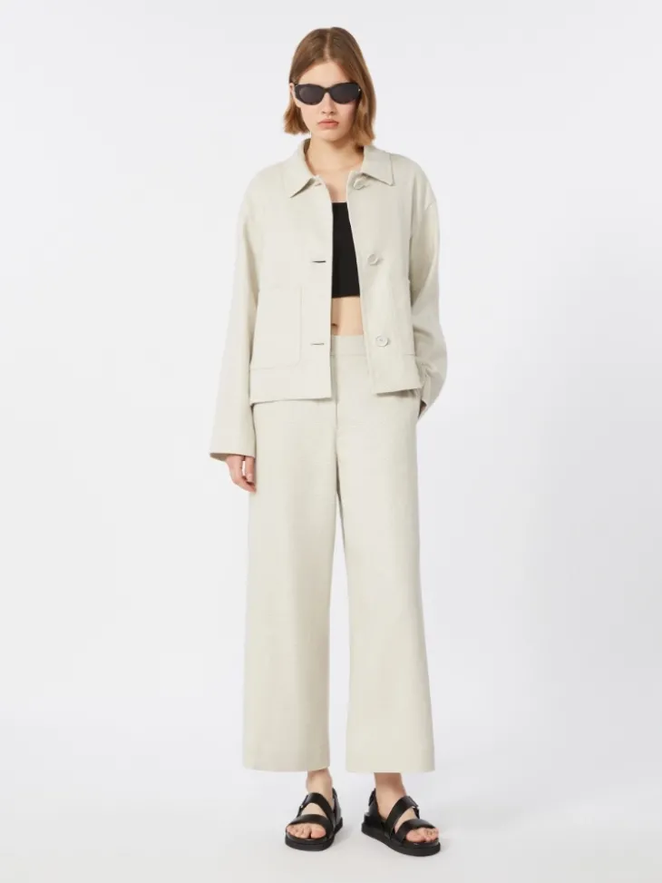 Stretch linen and cotton jacket - IVORY