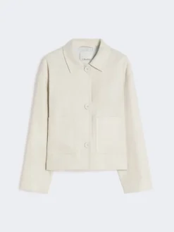 Stretch linen and cotton jacket - IVORY