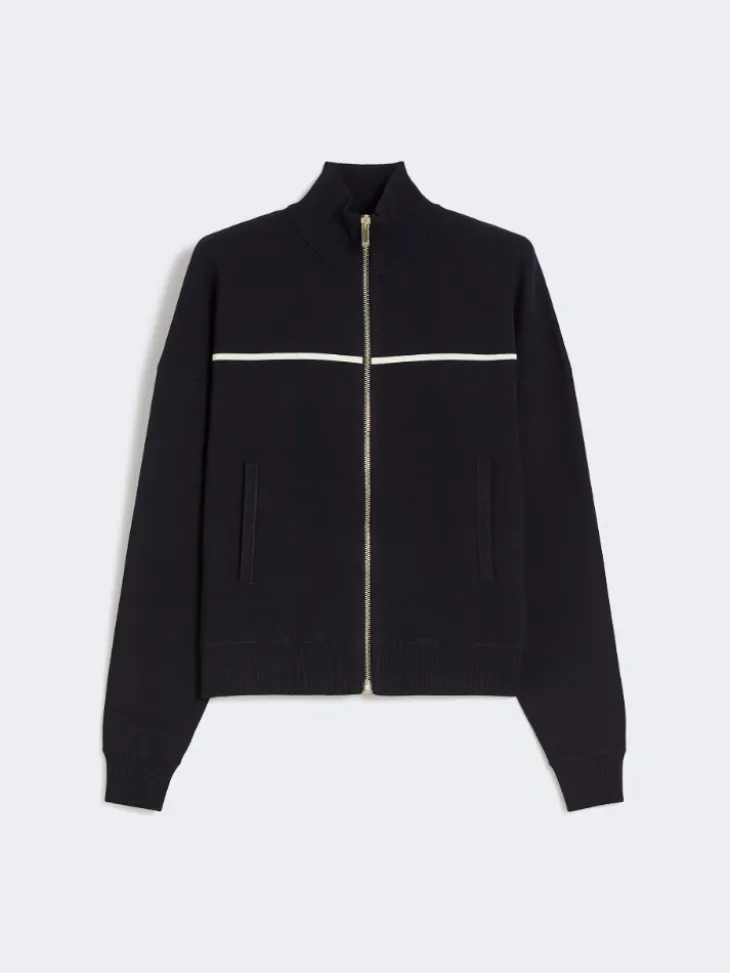 Stretch viscose boxy cardigan - NAVY