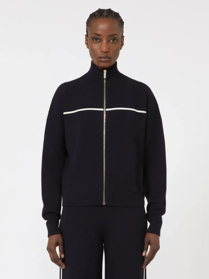 Stretch viscose boxy cardigan - NAVY