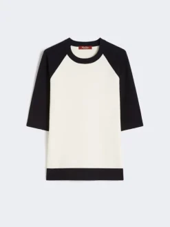 Stretch viscose boxy sweater - WHITE BLUE