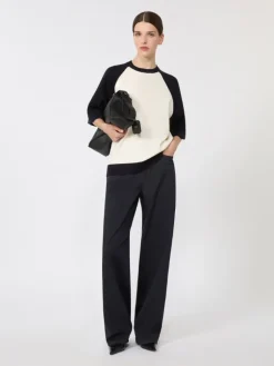 Stretch viscose boxy sweater - WHITE BLUE
