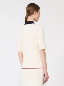Stretch viscose jumper - WHITE BLUE