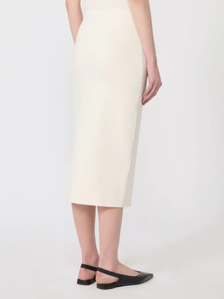 Stretch viscose pencil skirt - WHITE