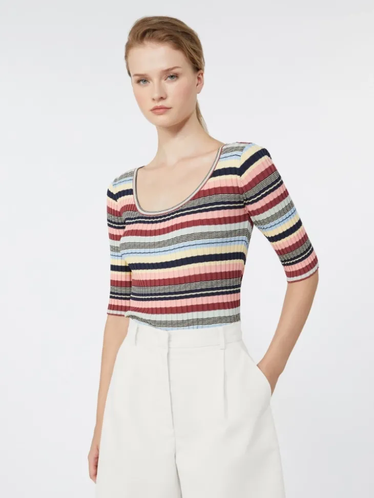 Stretch viscose yarn ribbed jumper - MULTICOLOUR