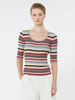 Stretch viscose yarn ribbed jumper - MULTICOLOUR
