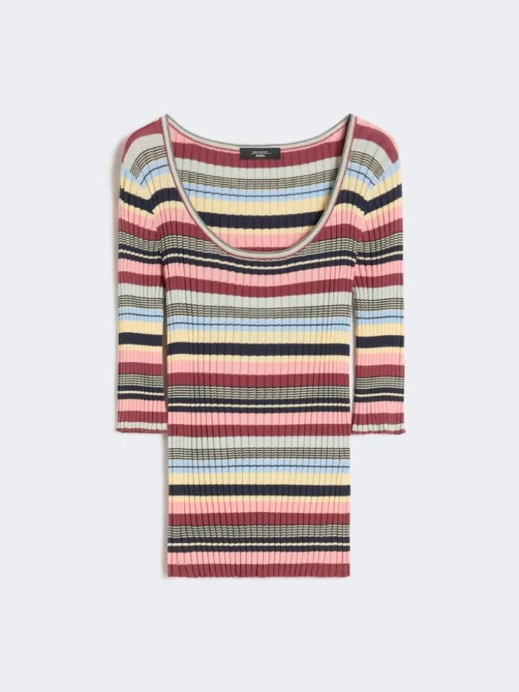Stretch viscose yarn ribbed jumper - MULTICOLOUR