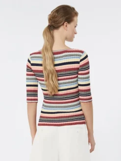 Stretch viscose yarn ribbed jumper - MULTICOLOUR