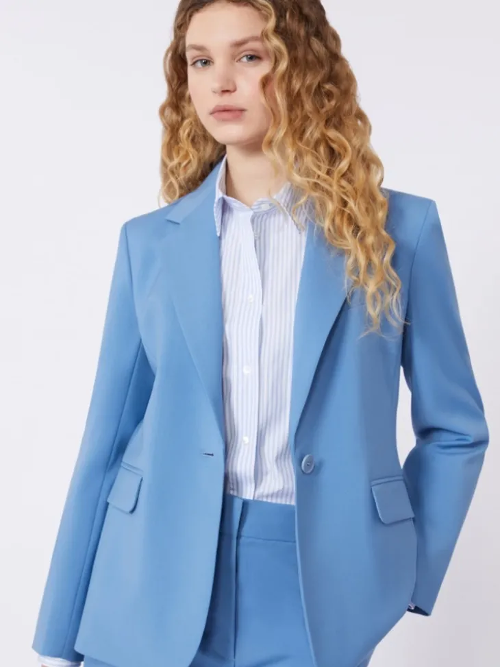 Stretch wool blazer - LIGHT BLUE