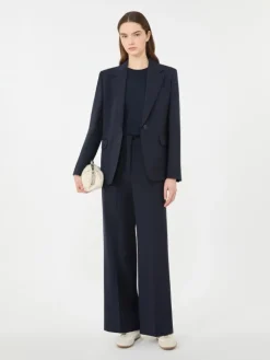 Stretch wool blazer - NAVY