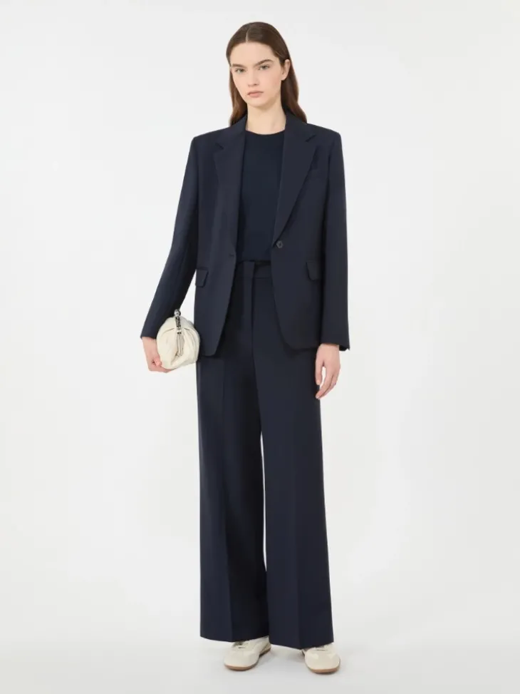 Stretch wool blazer - NAVY