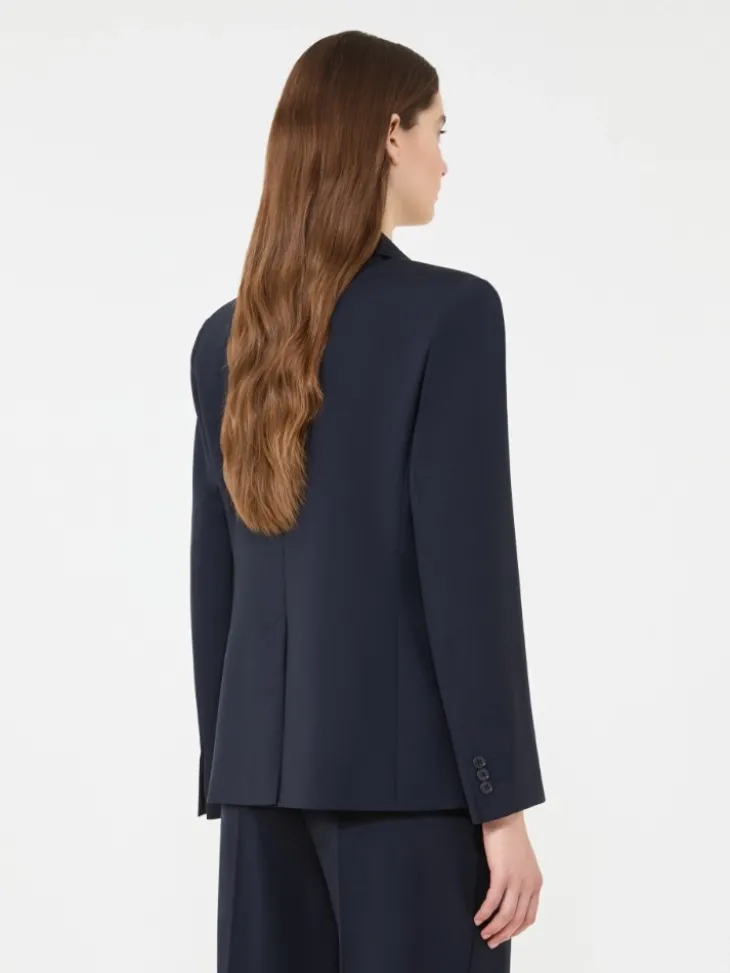 Stretch wool blazer - NAVY