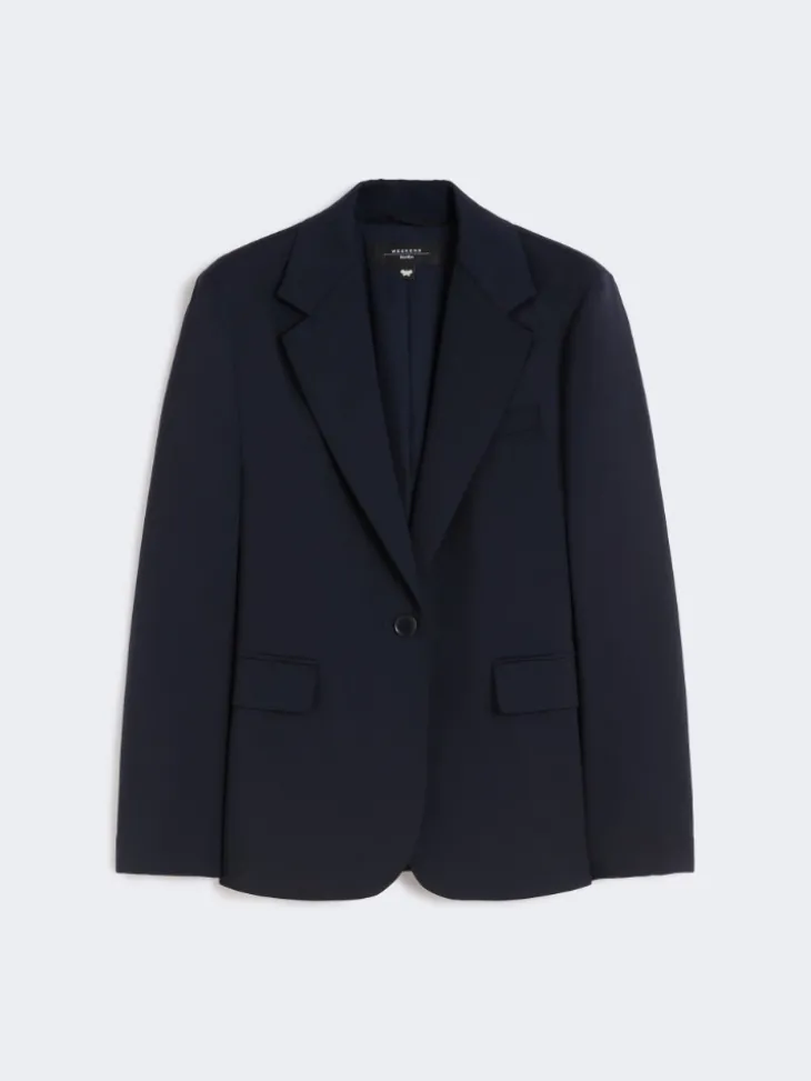 Stretch wool blazer - NAVY