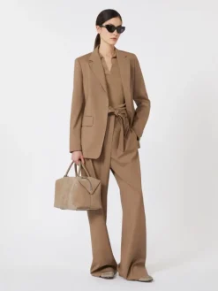 Stretch wool cloth trousers - HAZELNUT BROWN