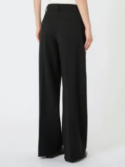 Stretch wool palazzo trousers - BLACK