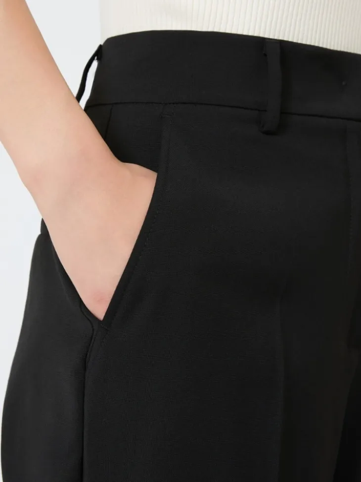 Stretch wool palazzo trousers - BLACK