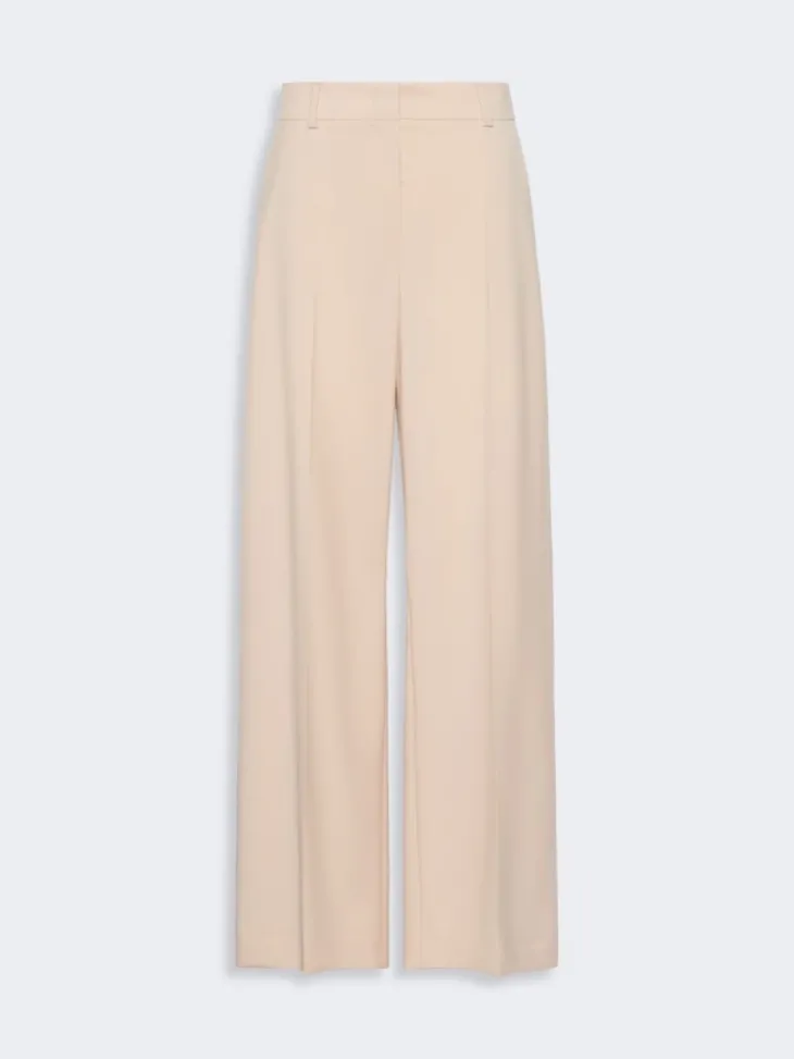 Stretch wool palazzo trousers - POWDER
