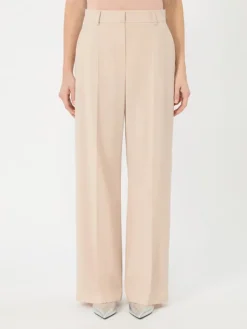 Stretch wool palazzo trousers - POWDER