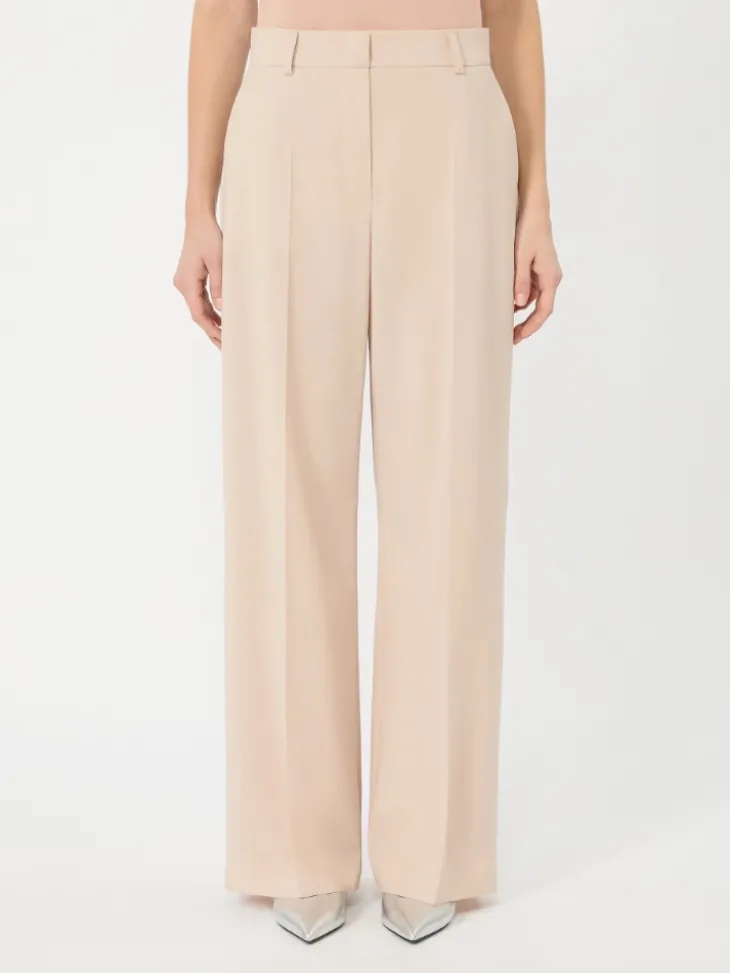Stretch wool palazzo trousers - POWDER