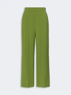Stretch wool palazzo trousers - GREEN