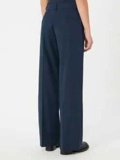Stretch wool palazzo trousers - NAVY