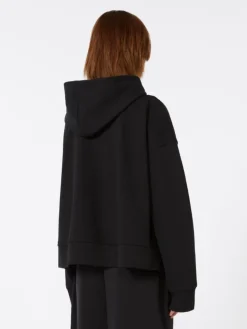 Stretch-cotton hooded sweatshirt - BLACK
