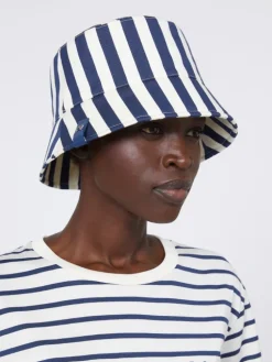 Striped cotton cloche hat - ULTRAMARINE