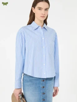Striped cotton Oxford shirt - LIGHT BLUE
