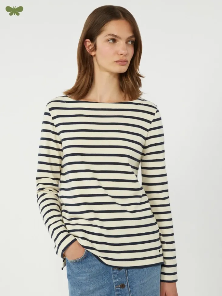 Striped cotton T-shirt - IVORY