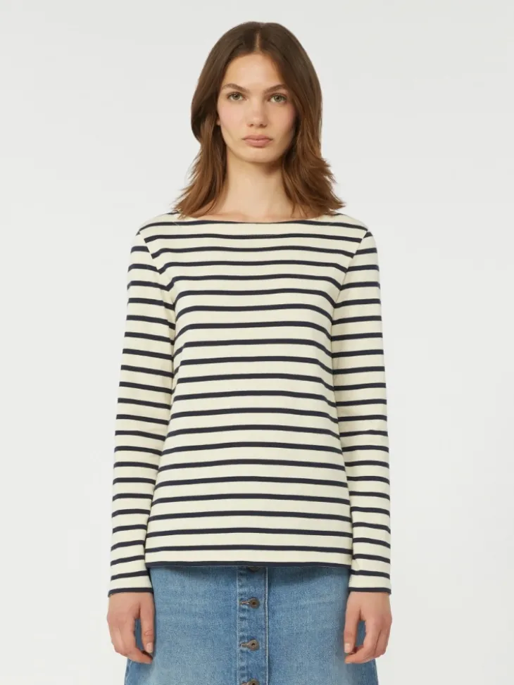 Striped cotton T-shirt - IVORY